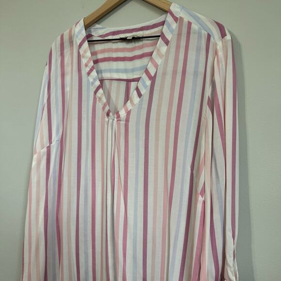 Adrienne Vittadini Women's Top Size 3X Pink White Striped Feminine Barbiecore - Picture 5 of 12